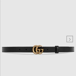 Gucci Marmont Thin Black Belt with Gold Buckle